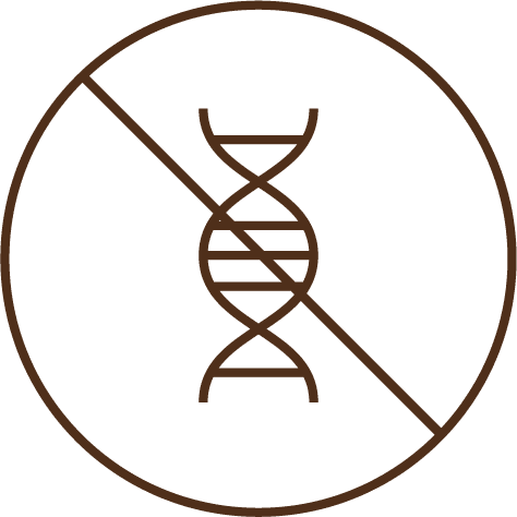 Crossed out double helix icon inside a circle in brown