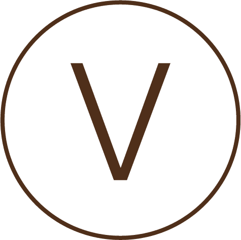 Vegan icon inside a circle in brown